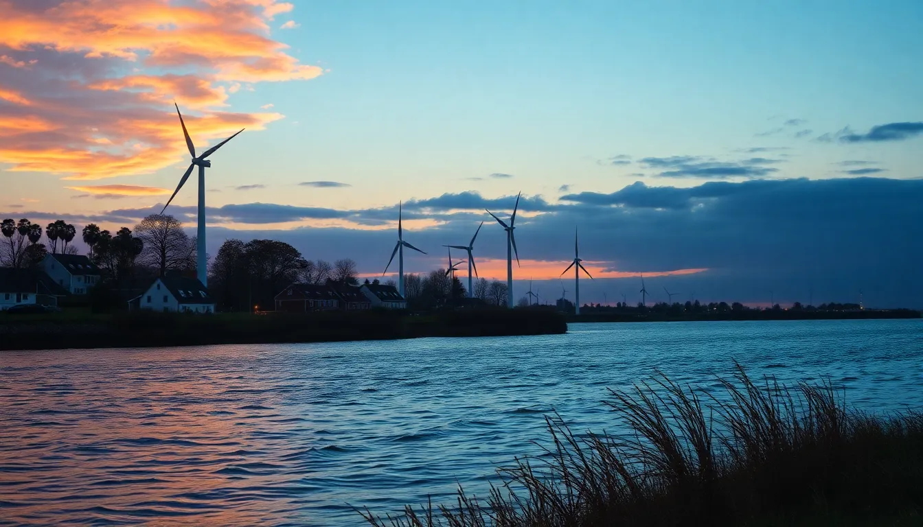 Illustration af hvor meget strøm kommer fra vindmøller