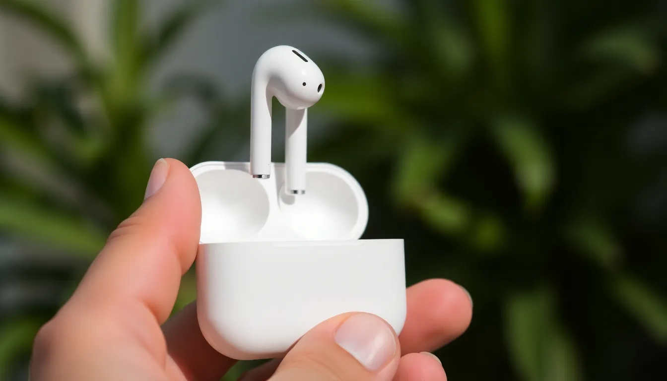 Illustration af hvordan tjekker man strøm på airpods