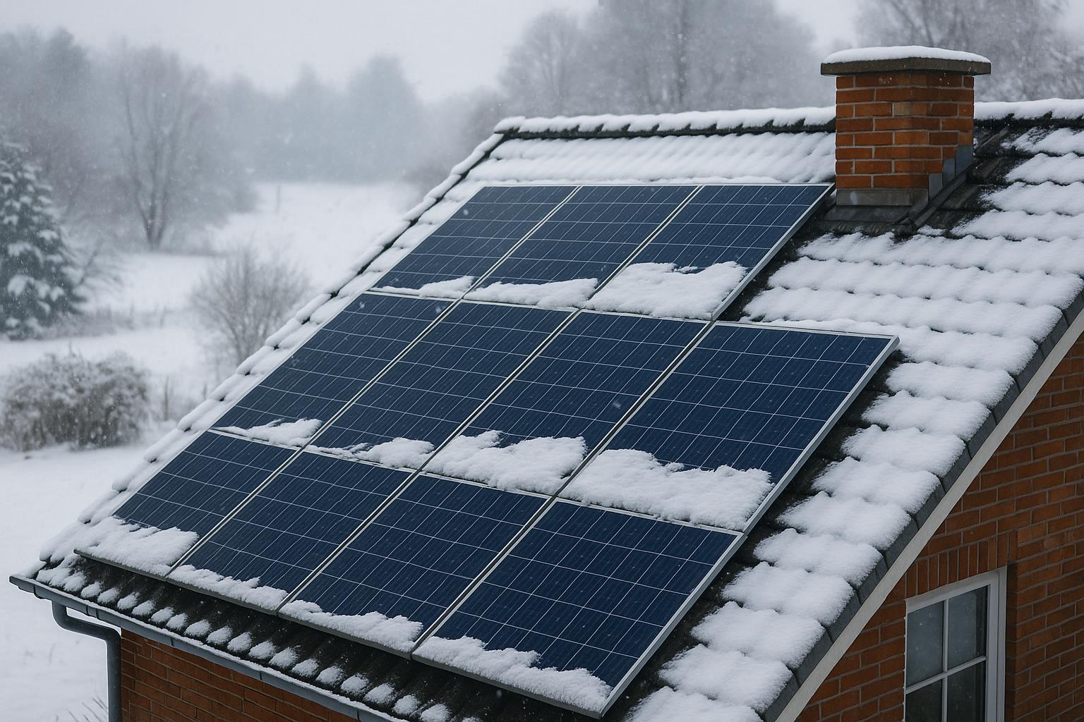 Illustration af hvor meget el producerer solceller om vinteren