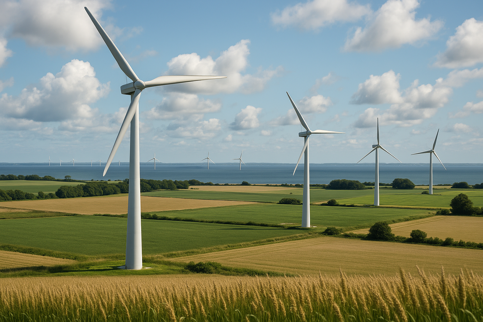 Illustration af hvor meget af vores strøm kommer fra vindmøller