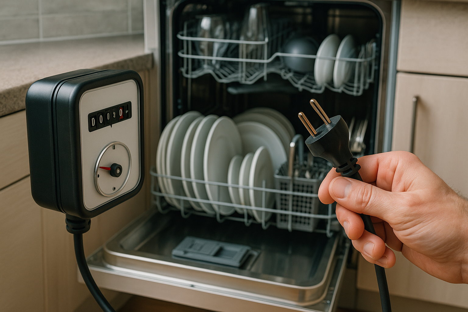 Illustration af hvor meget strøm bruger en opvaskemaskine på en vask