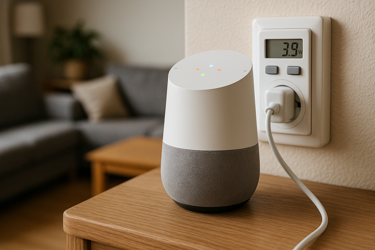 Illustration af hvor meget strøm bruger google home