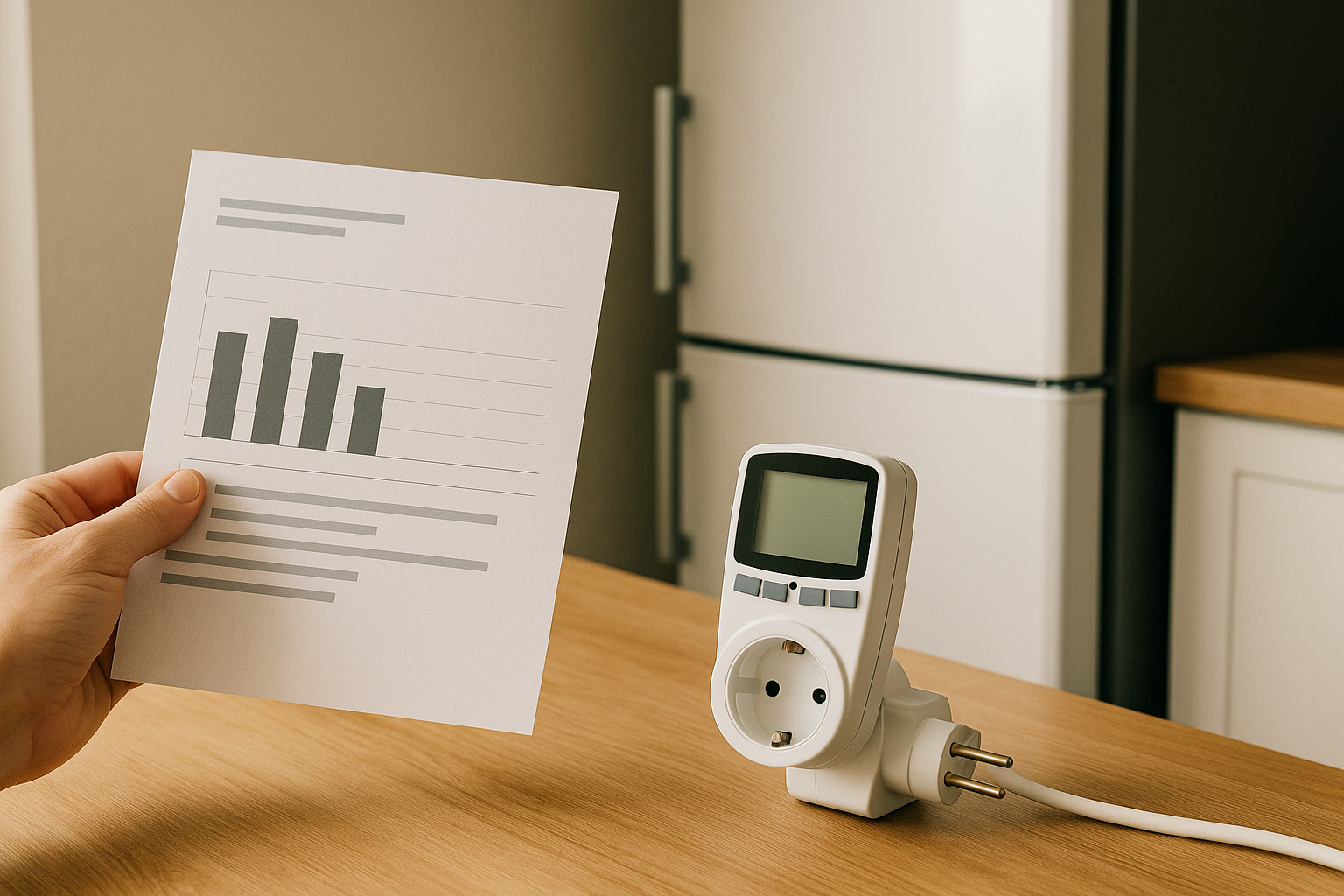 Illustration af hvor meget strøm bruger køleskab