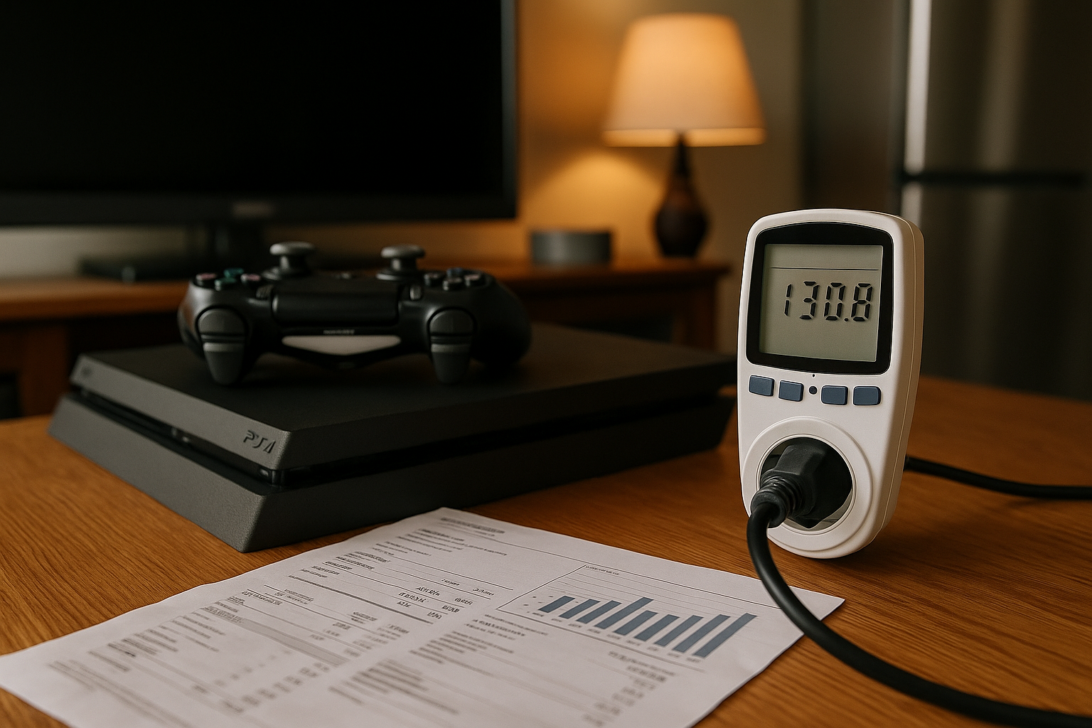 Illustration af hvad bruger en ps4 i strøm