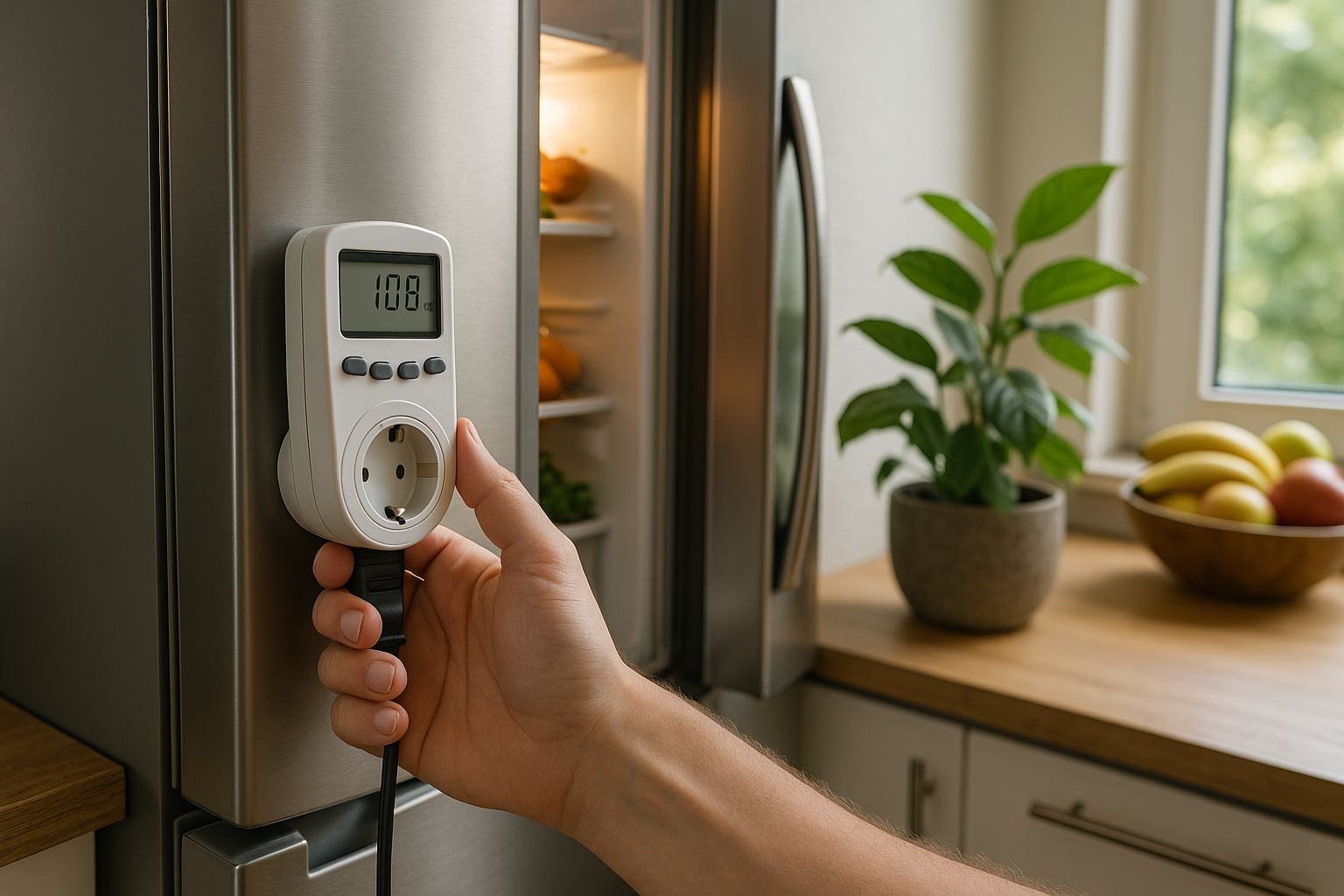 Illustration af hvad bruger mit køleskab i strøm