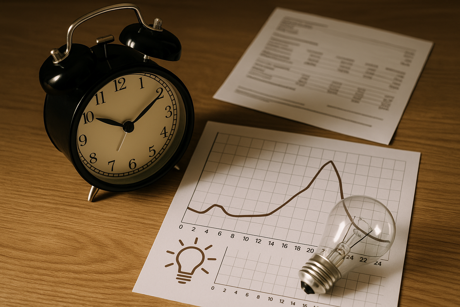 Illustration af hvilken tid på dagen er strøm billigst