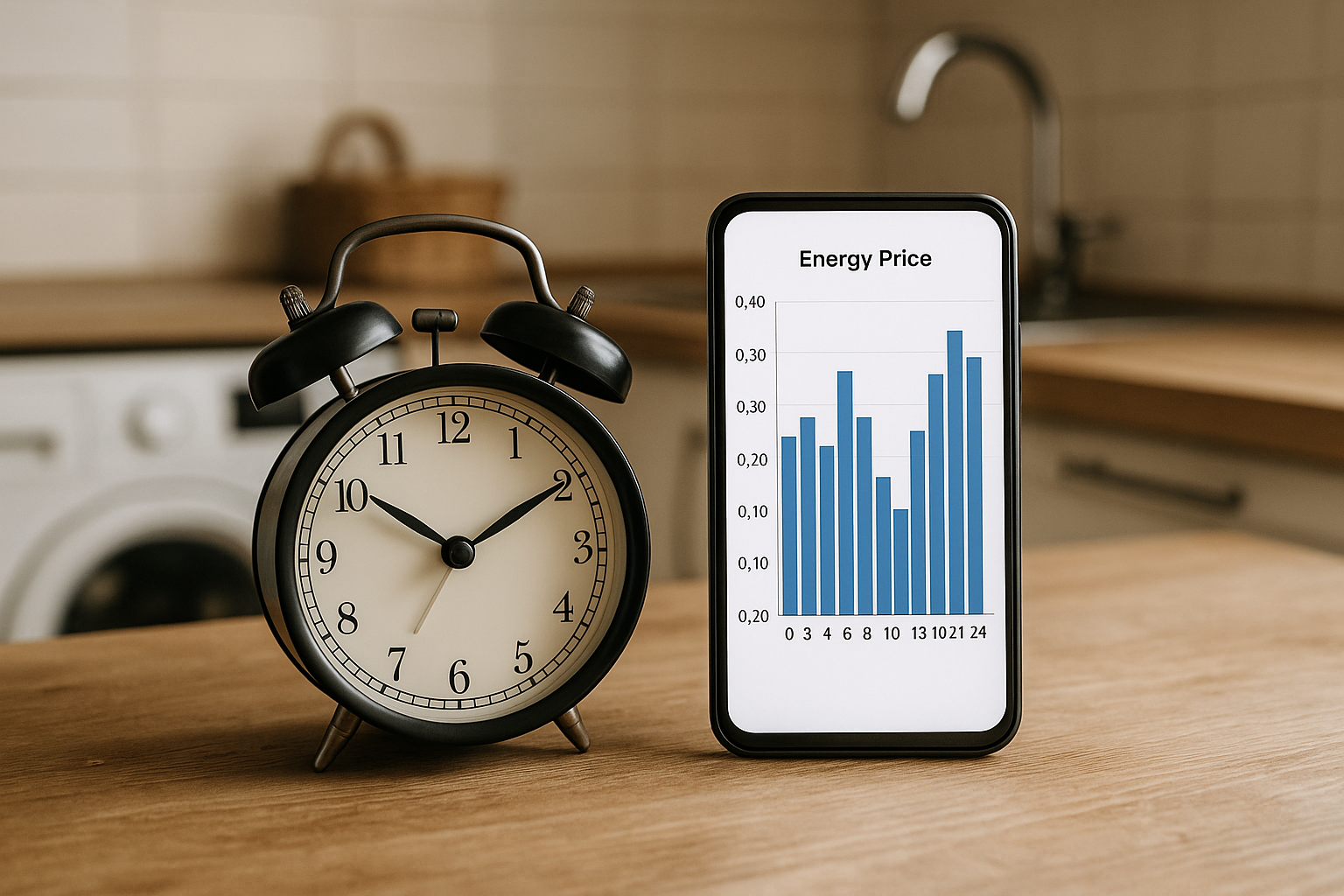 Illustration af hvilket tidspunkt på dagen er el billigst?