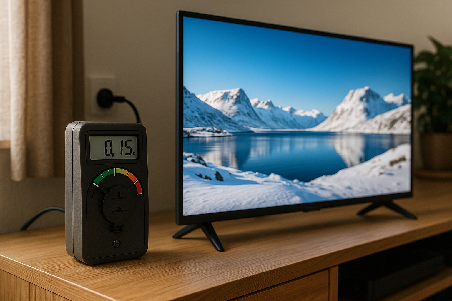 Illustration af hvor meget el bruger et tv i timen