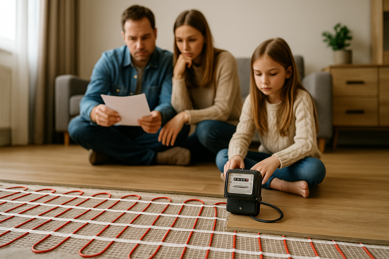 Illustration af hvor meget strøm bruger el gulvvarme