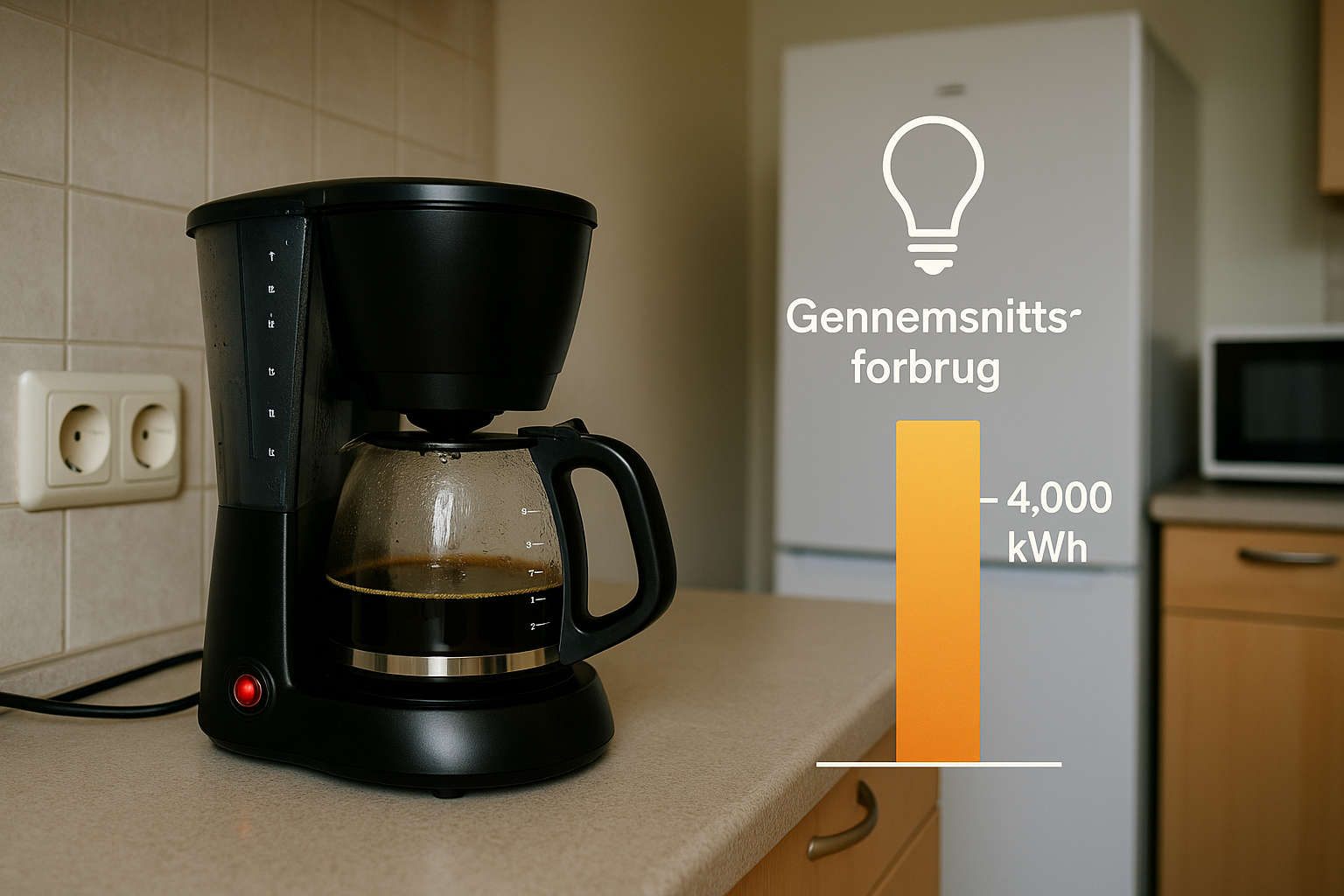 Illustration af hvor meget strøm bruger en dansker i gennemsnit om året