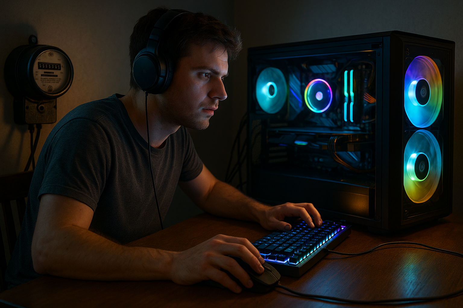 Illustration af hvor meget strøm bruger en gamercomputer