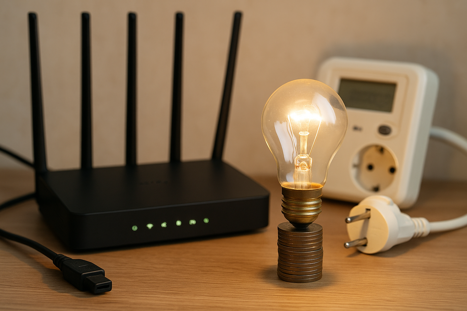 Illustration af hvor meget strøm bruger en router?