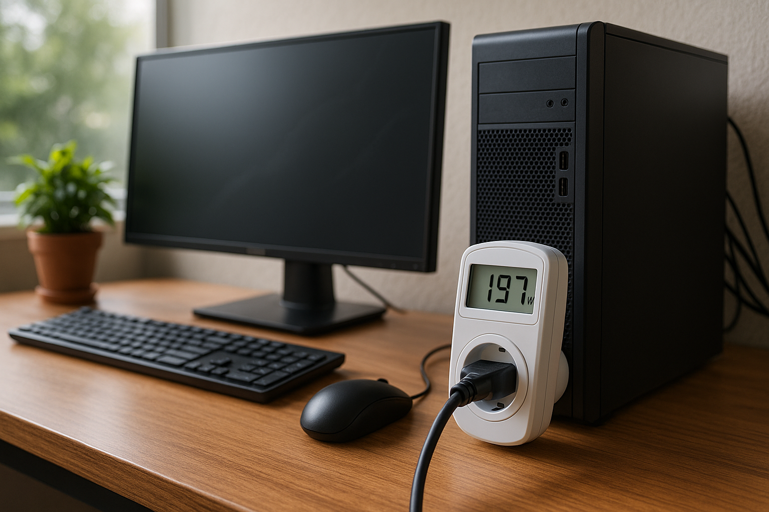 Illustration af hvor meget strøm bruger en tændt computer