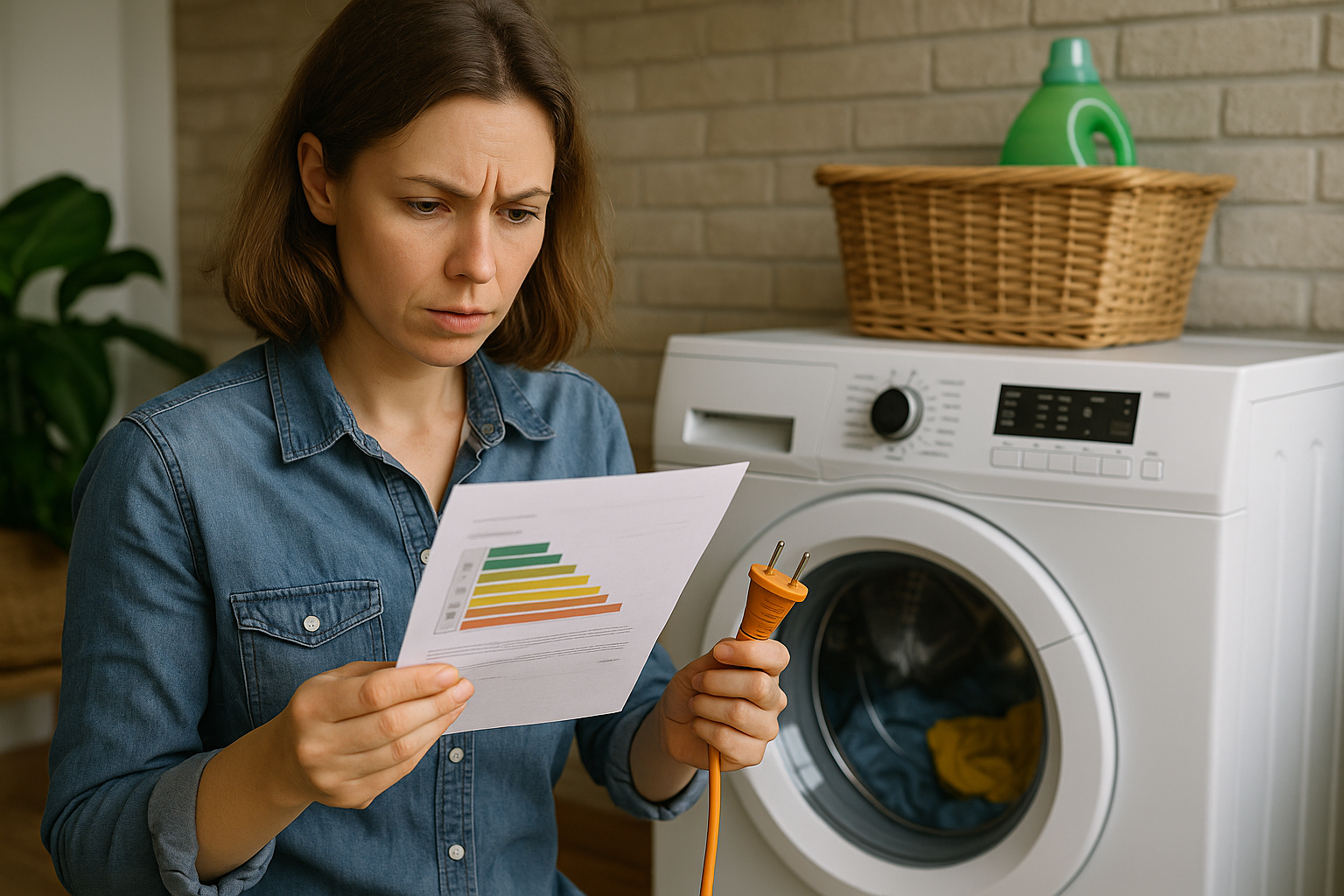 Illustration af hvor mye koster en vaskemaskin i strøm