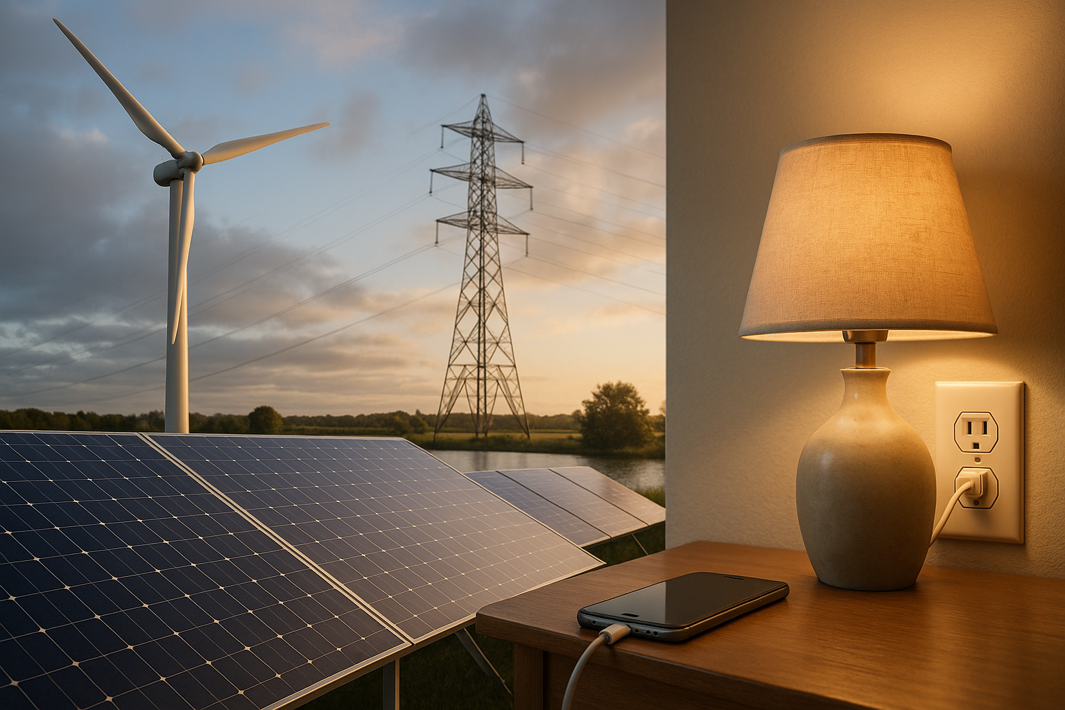 Illustration af hvordan bliver strøm lavet