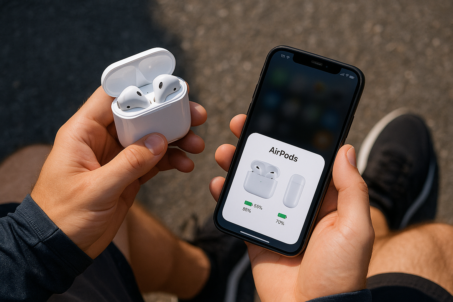 Illustration af hvordan kan man se hvor meget strøm ens airpods har