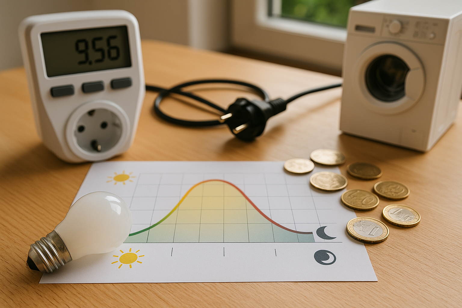Illustration af hvornår i døgnet er el billigst