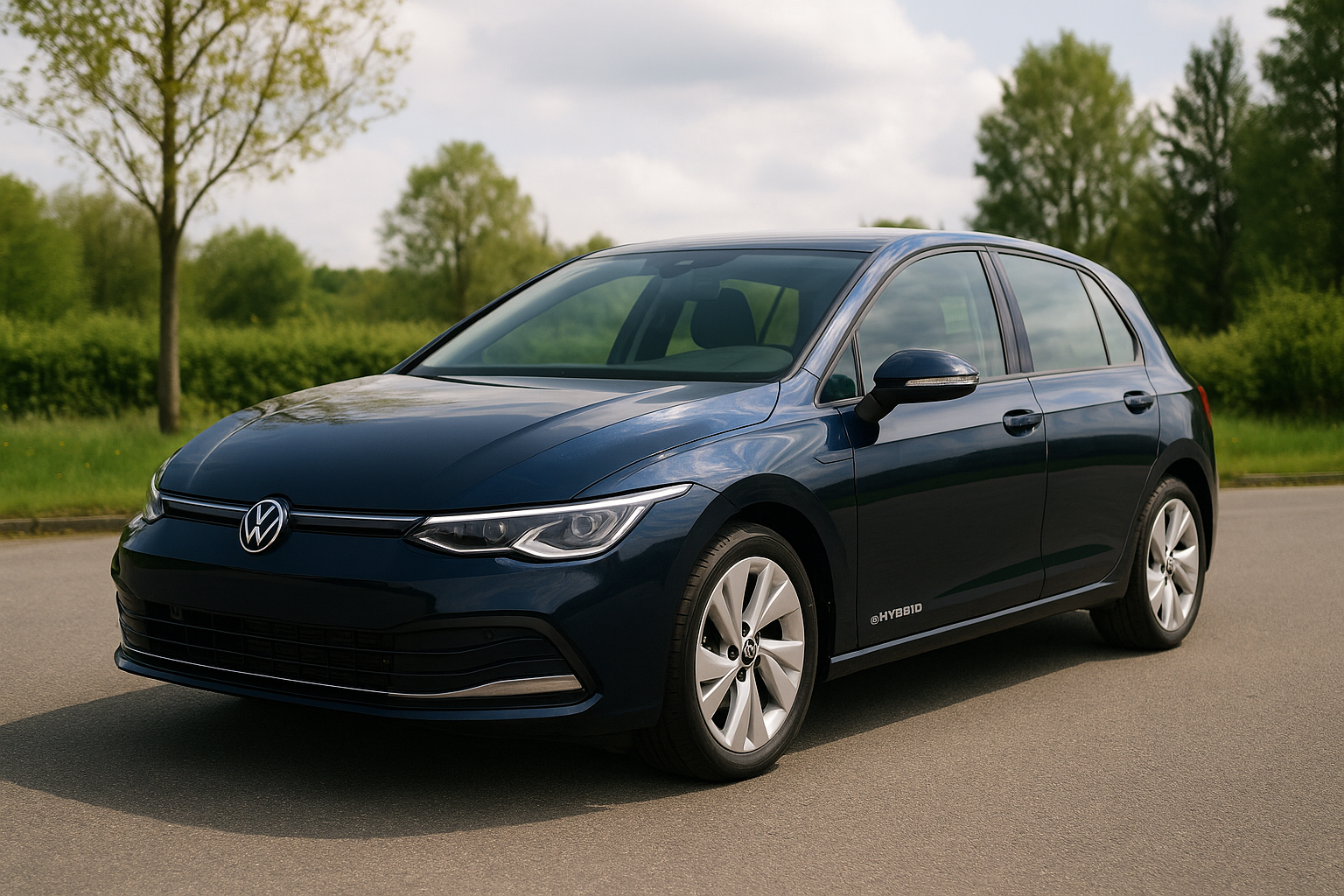 Illustration af golf e hybrid hvor langt på el