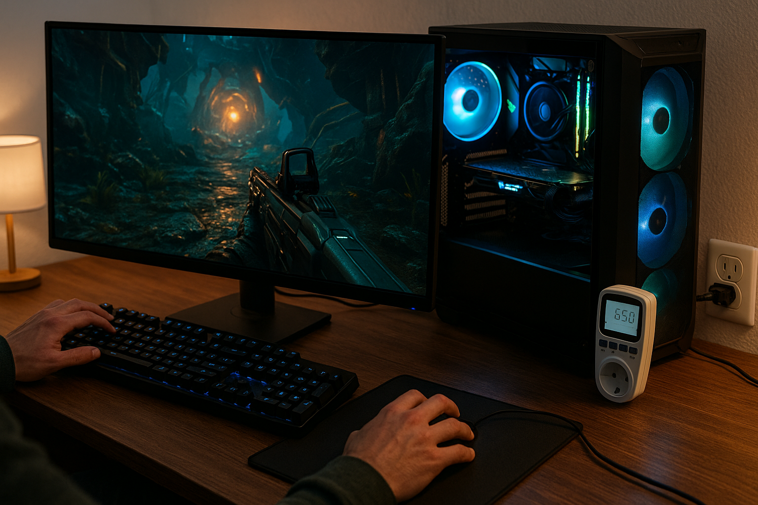 Illustration af hvad bruger en gamer computer i strøm