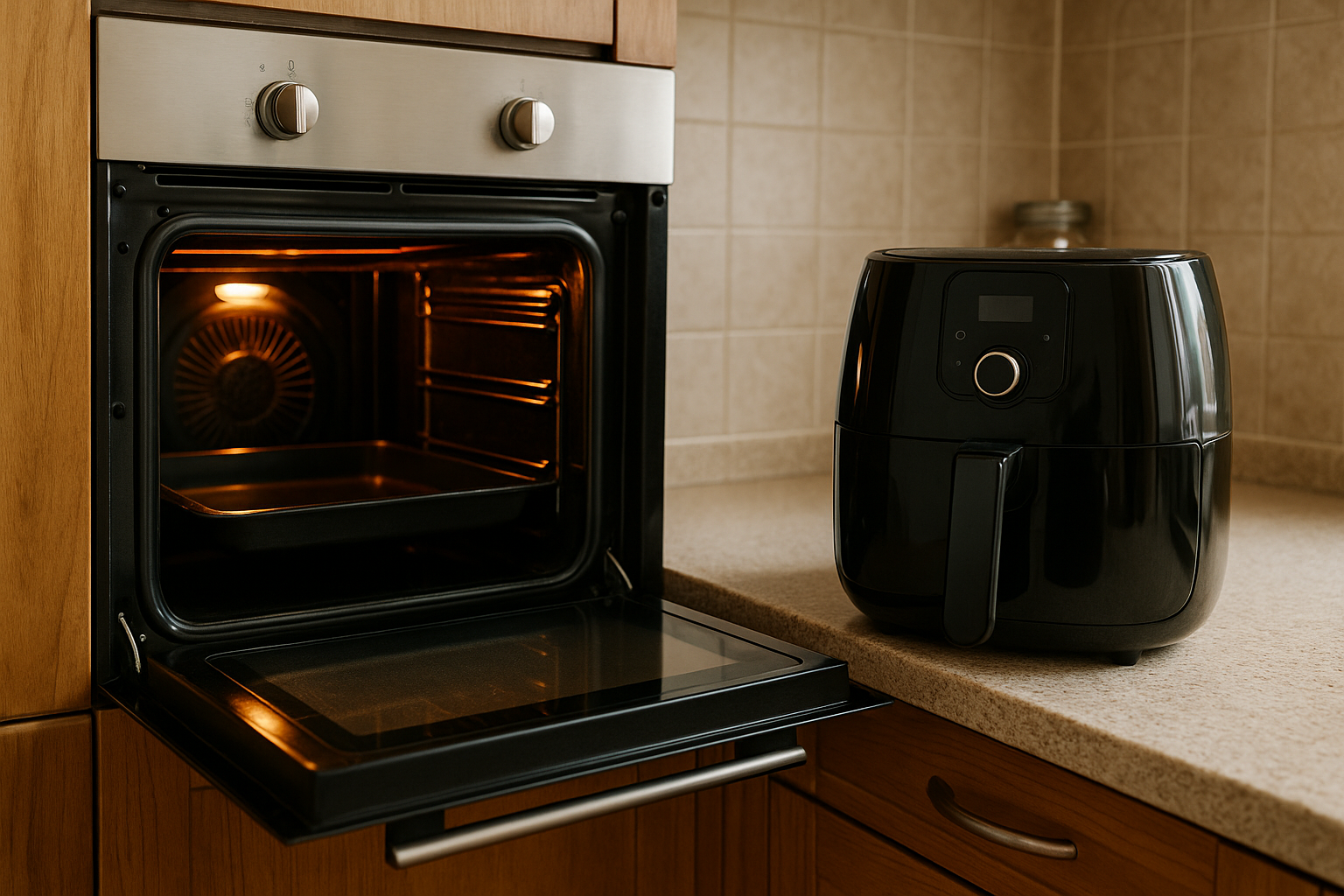 Illustration af hvad bruger mest strøm ovn eller airfryer?