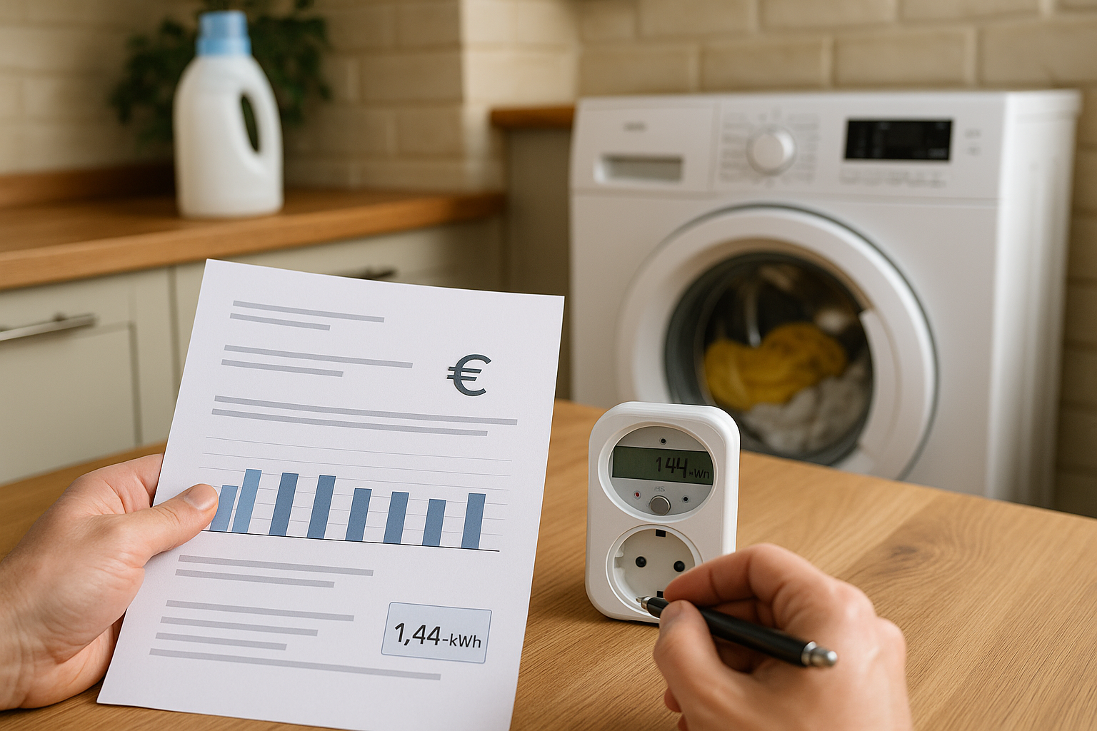Illustration af hvad koster en maskinvask i strøm