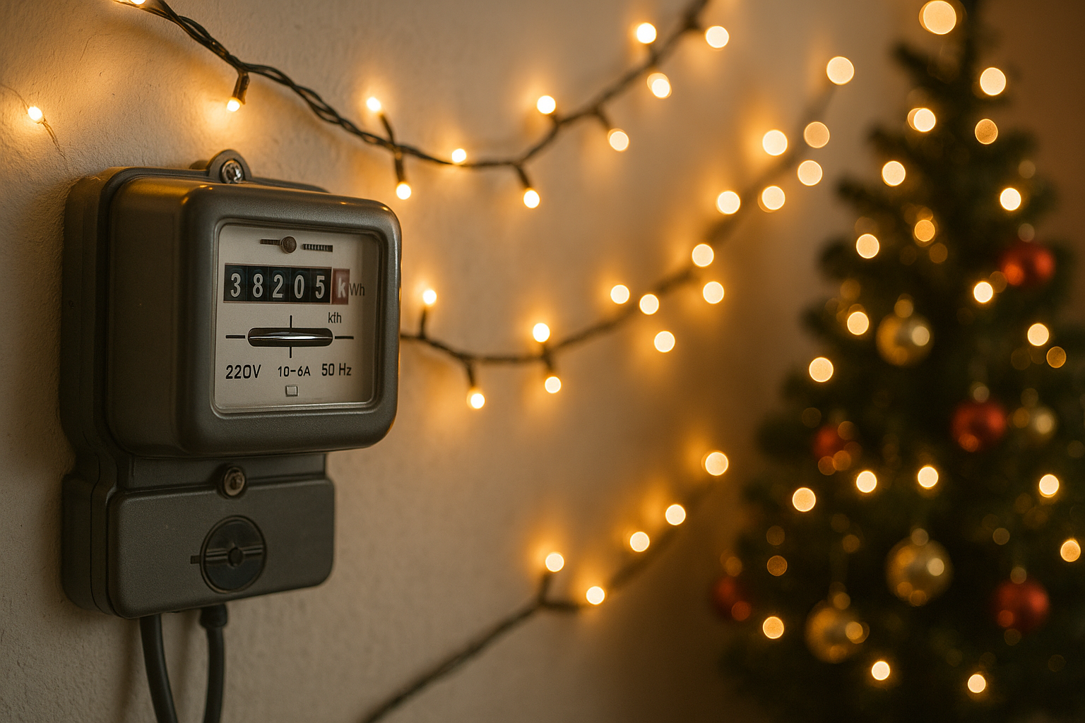 Illustration af hvor meget strøm bruger lyskæder