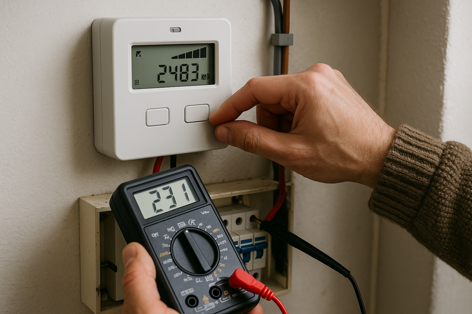 Illustration af hvordan måle strøm