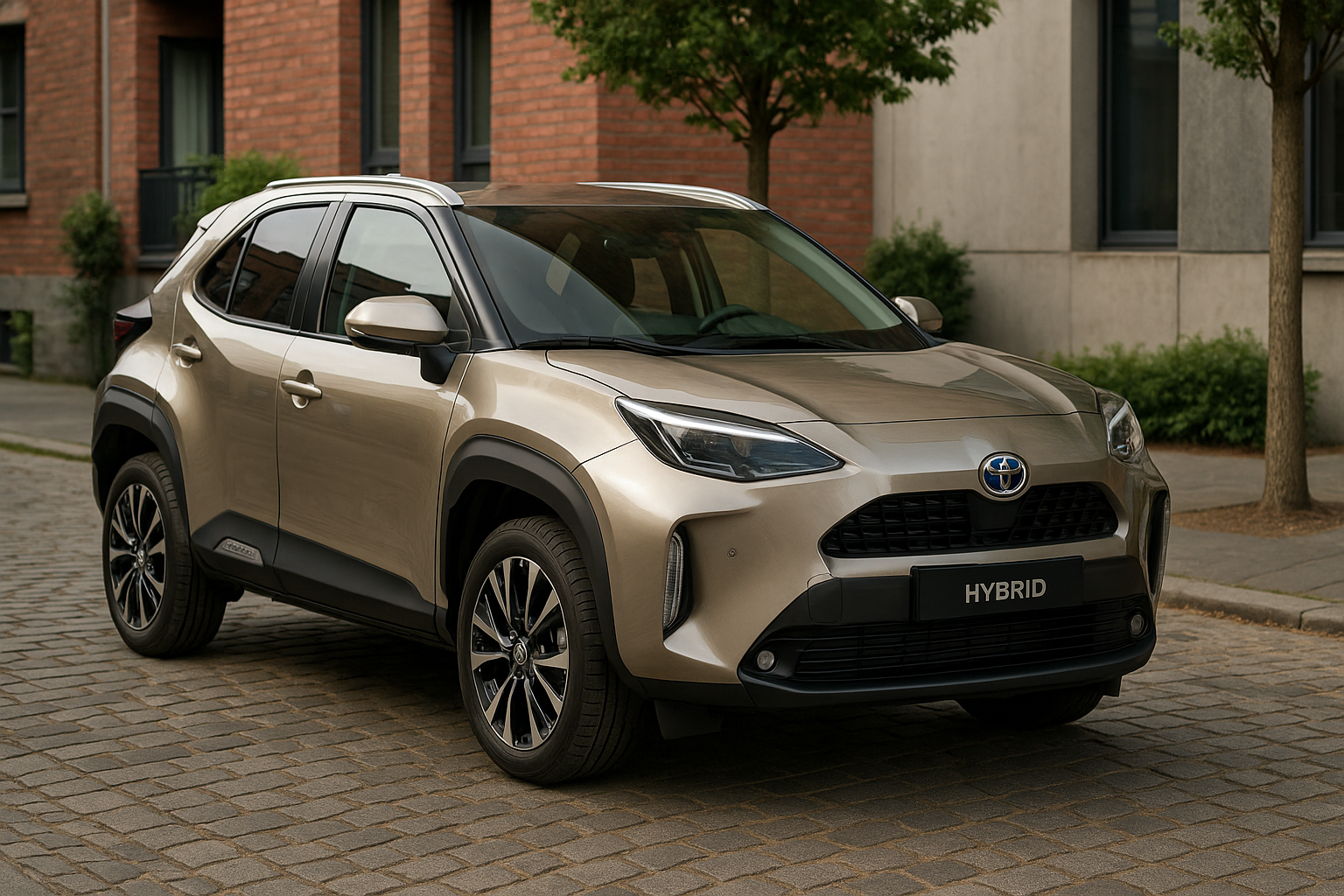 Illustration af yaris cross hybrid hvor langt på el