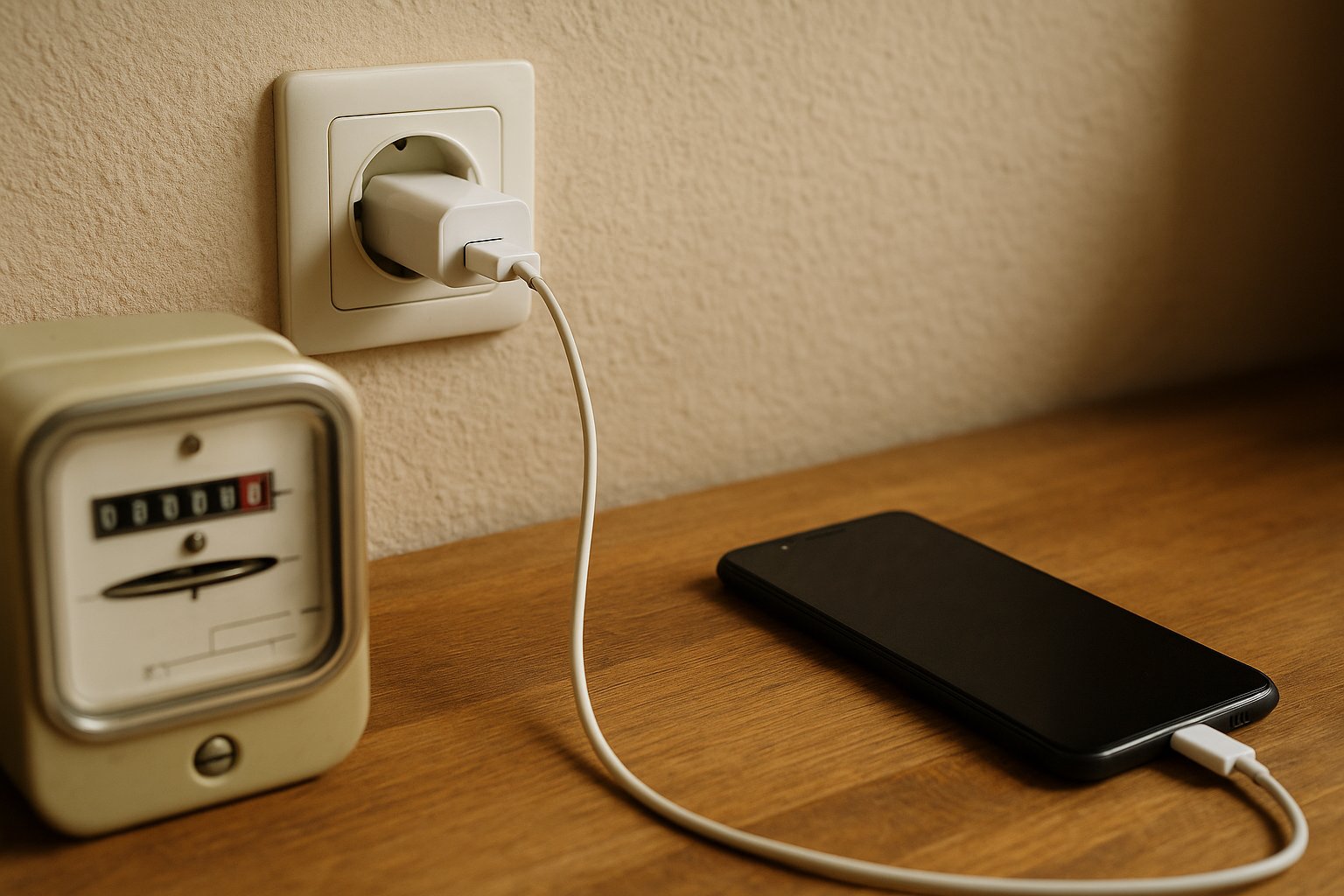 Illustration af bruger en oplader strøm