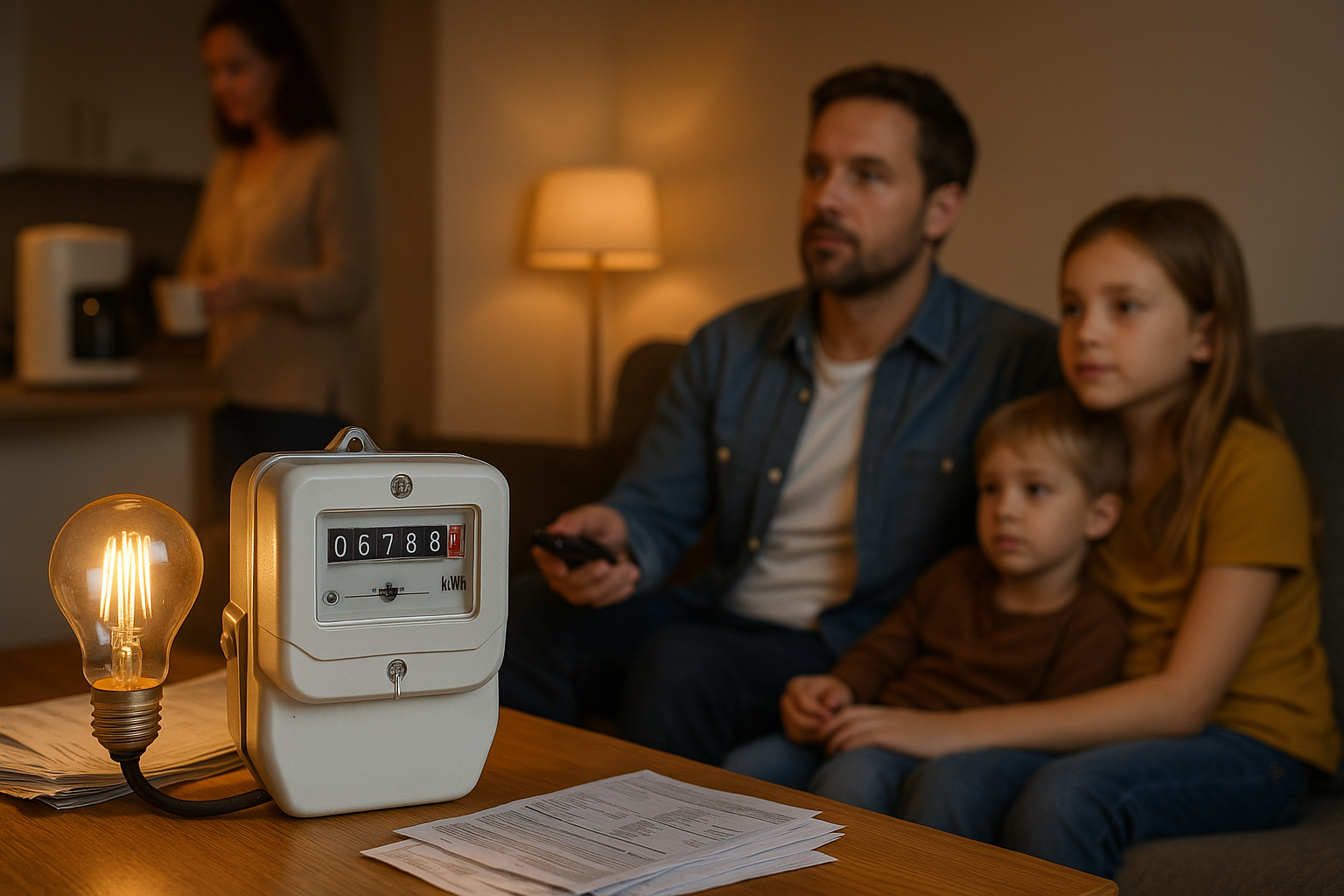 Illustration af hvad bruger en familie i el