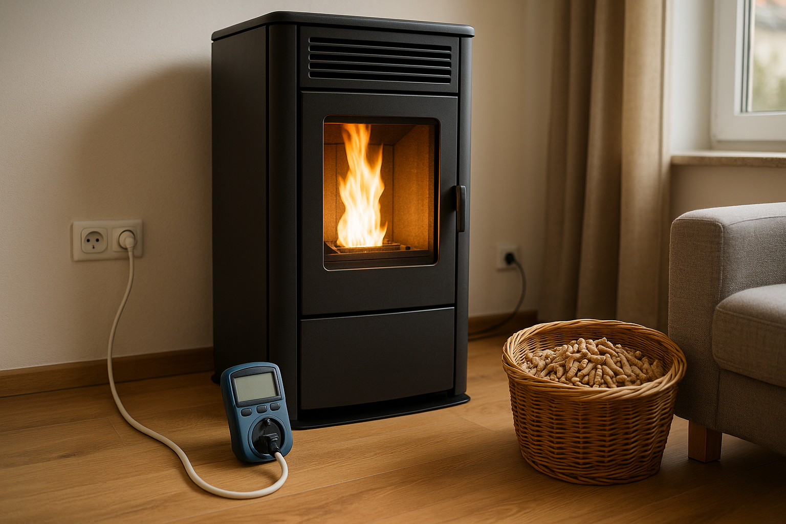 Illustration af hvad bruger en pilleovn i strøm