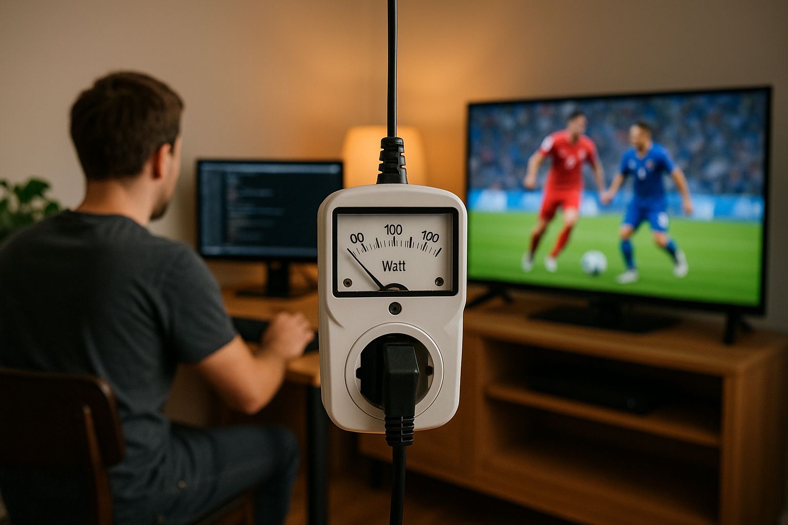 Illustration af hvad bruger mest strøm computer eller tv