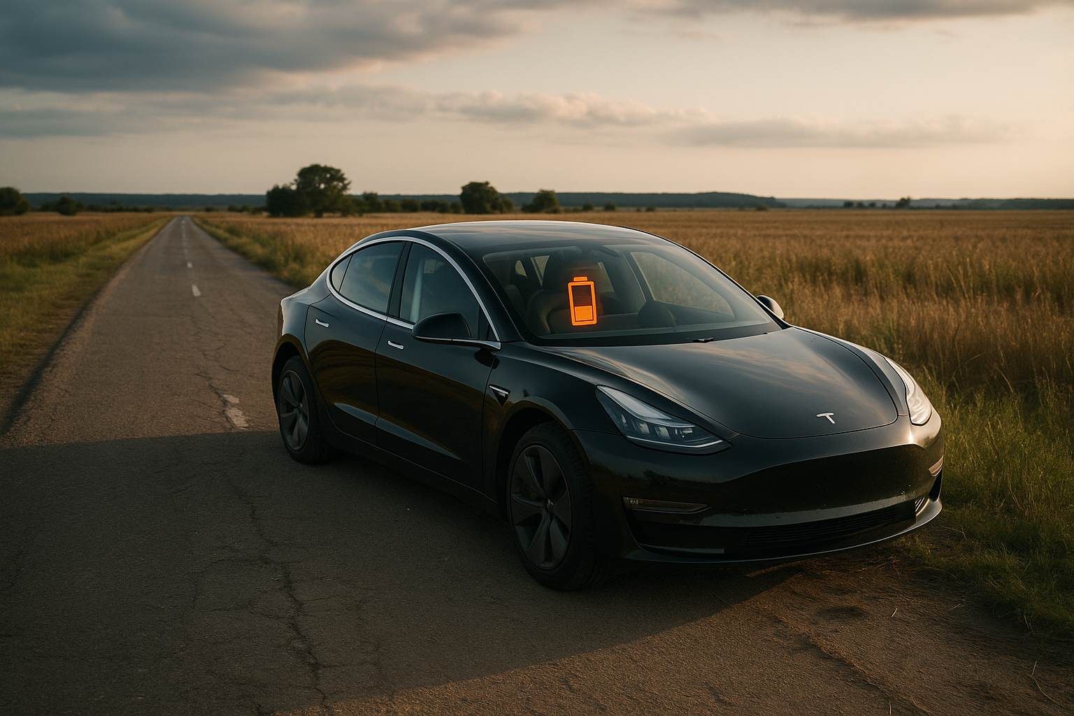 Illustration af hvad sker der hvis en tesla løber tør for strøm