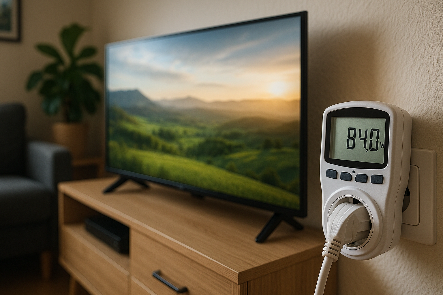 Illustration af hvor meget el bruger tv