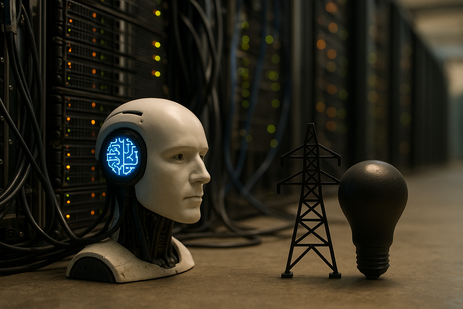 Illustration af hvor meget strøm bruger ai