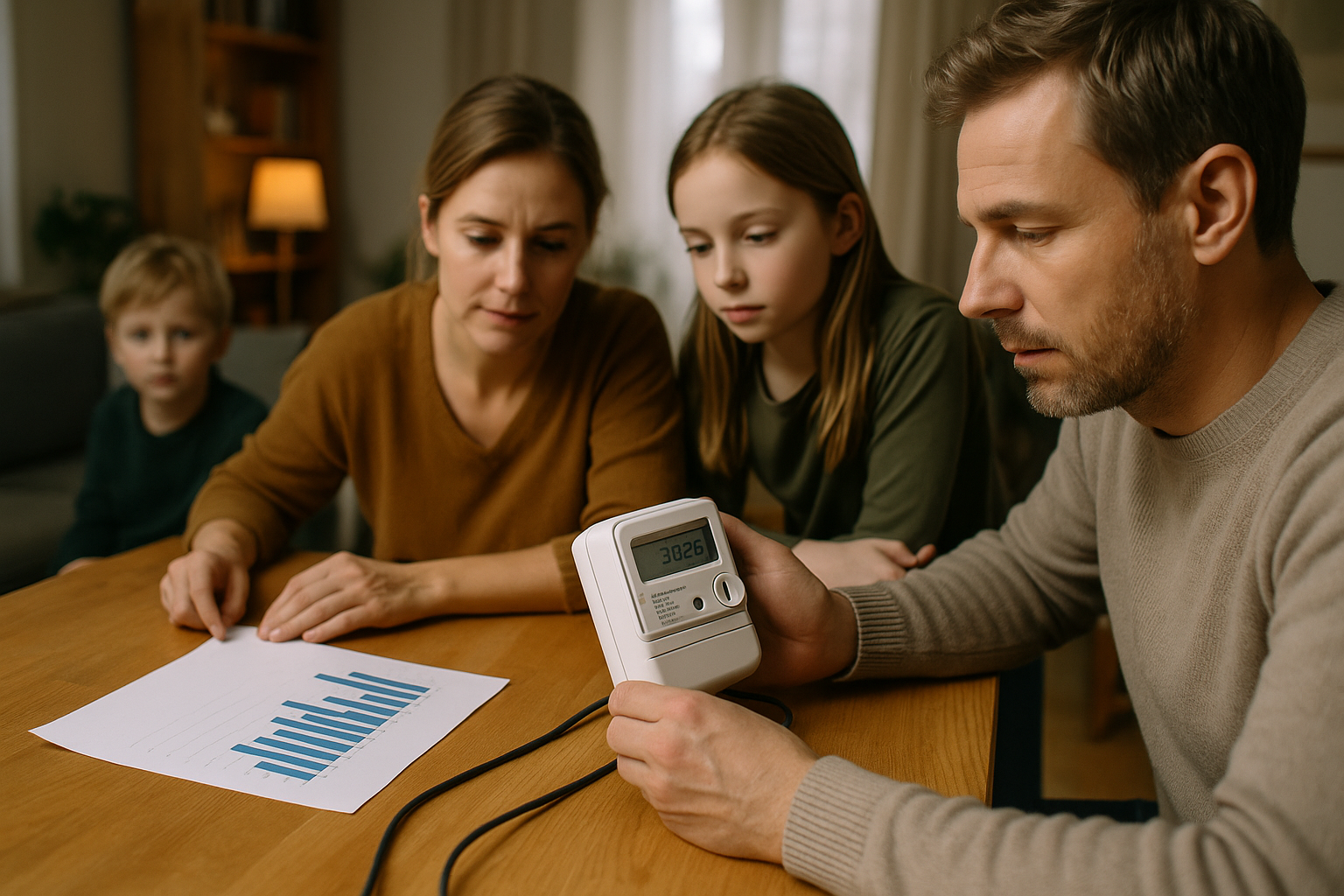 Illustration af hvor meget strøm bruger en familie om måneden