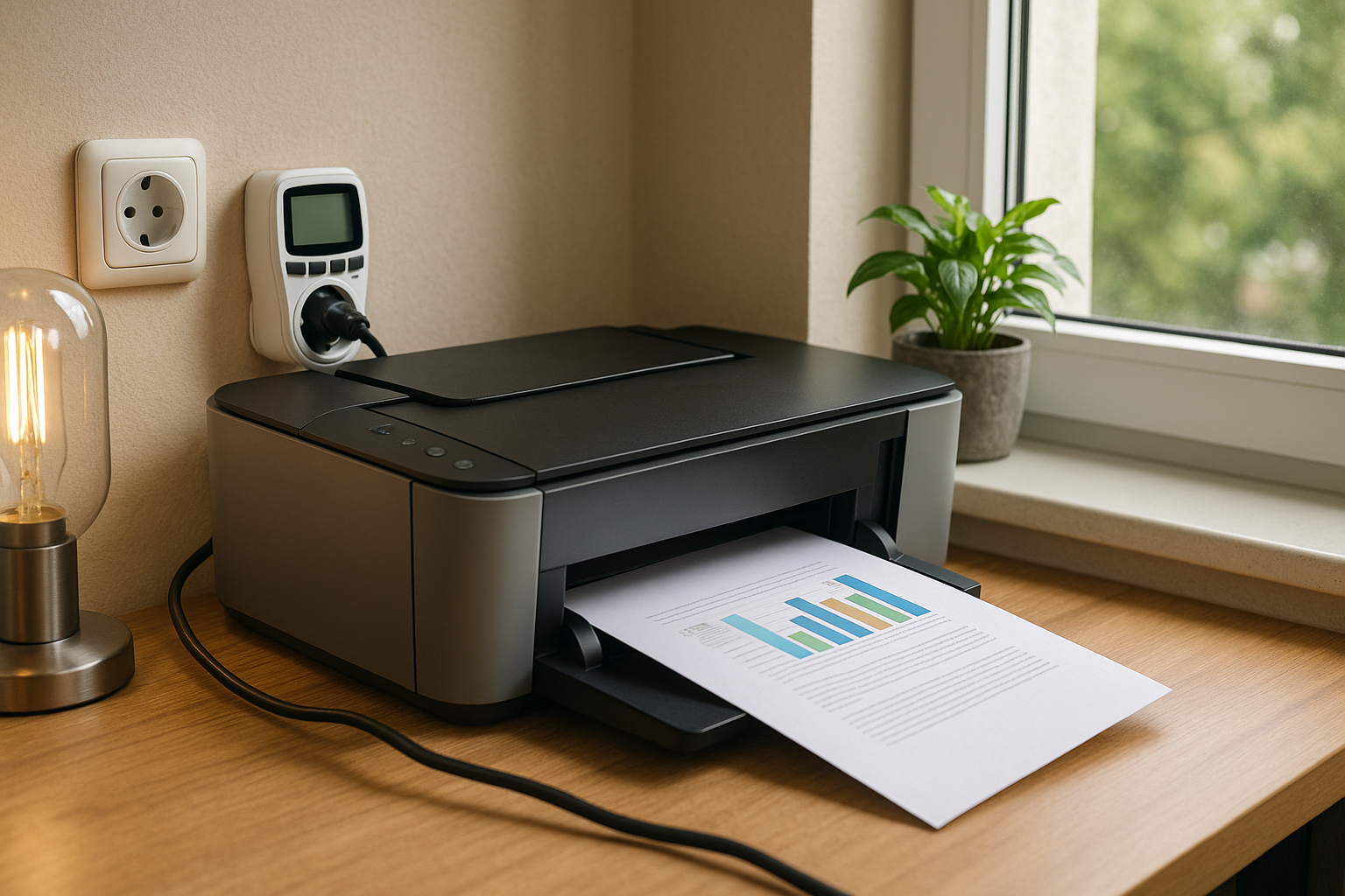 Illustration af hvor meget strøm bruger en printer