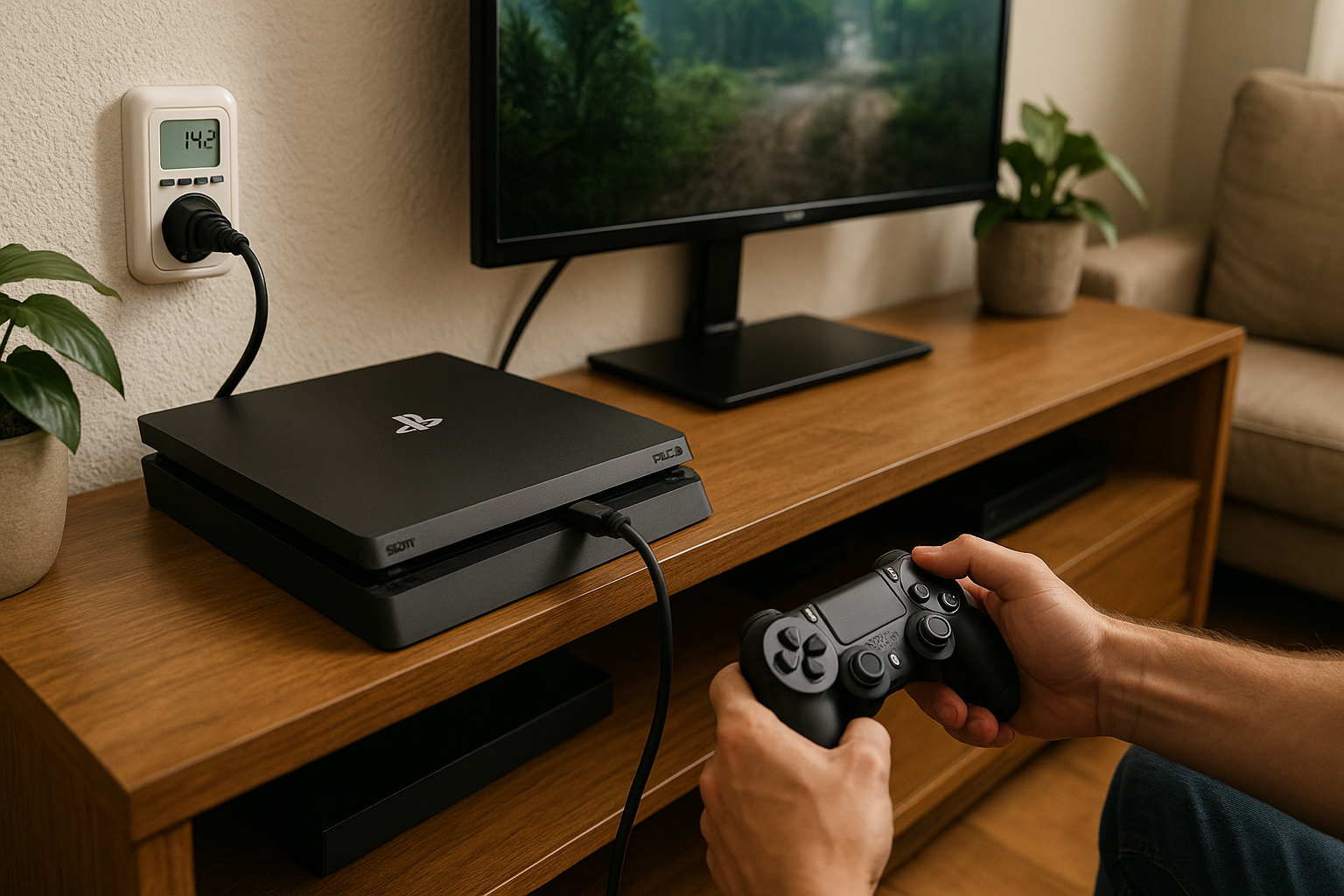 Illustration af hvor meget strøm bruger playstation 4