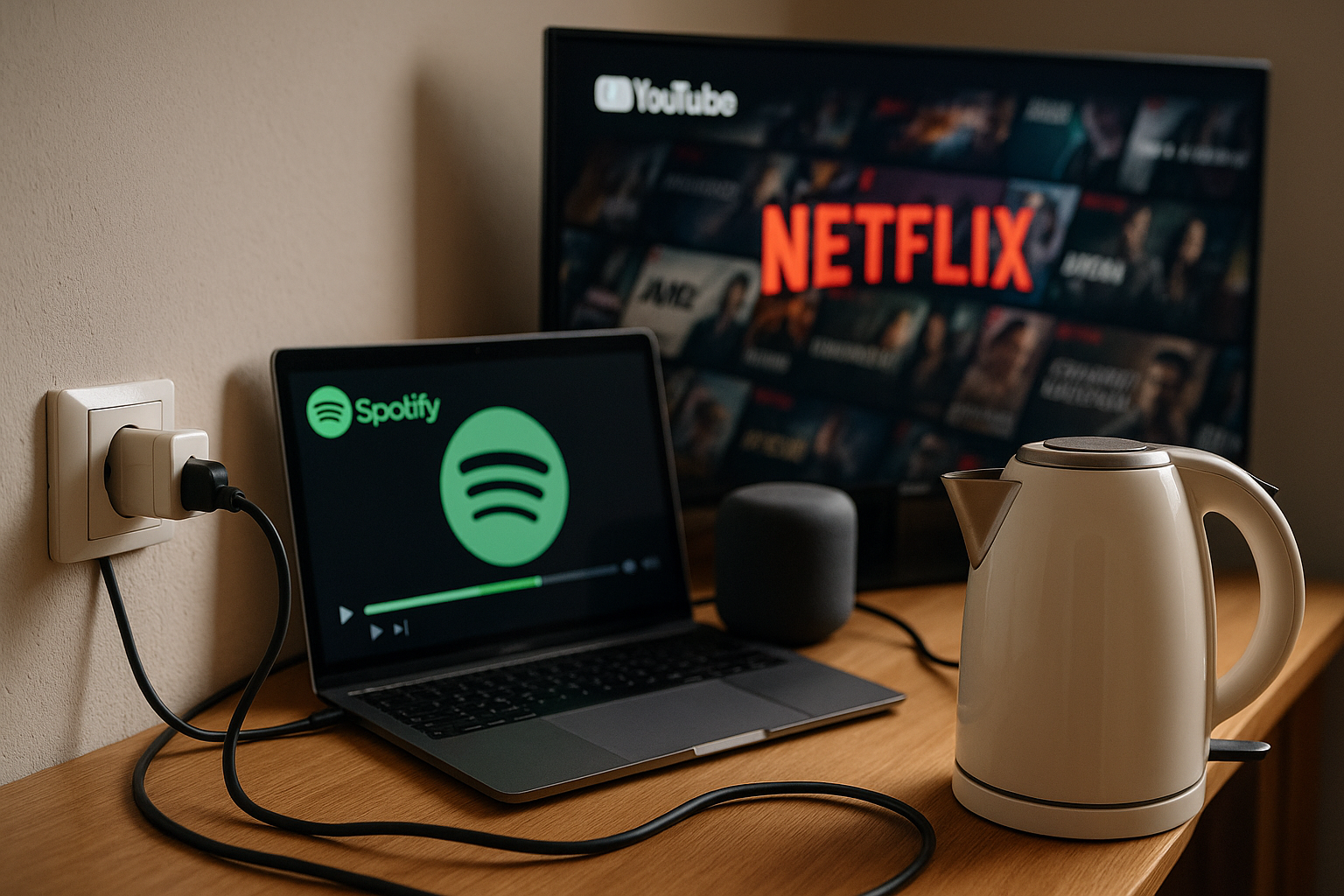 Illustration af hvor meget strøm bruger streaming