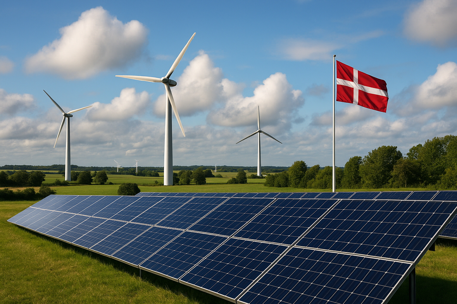 Illustration af hvor meget strøm er grønt i danmark