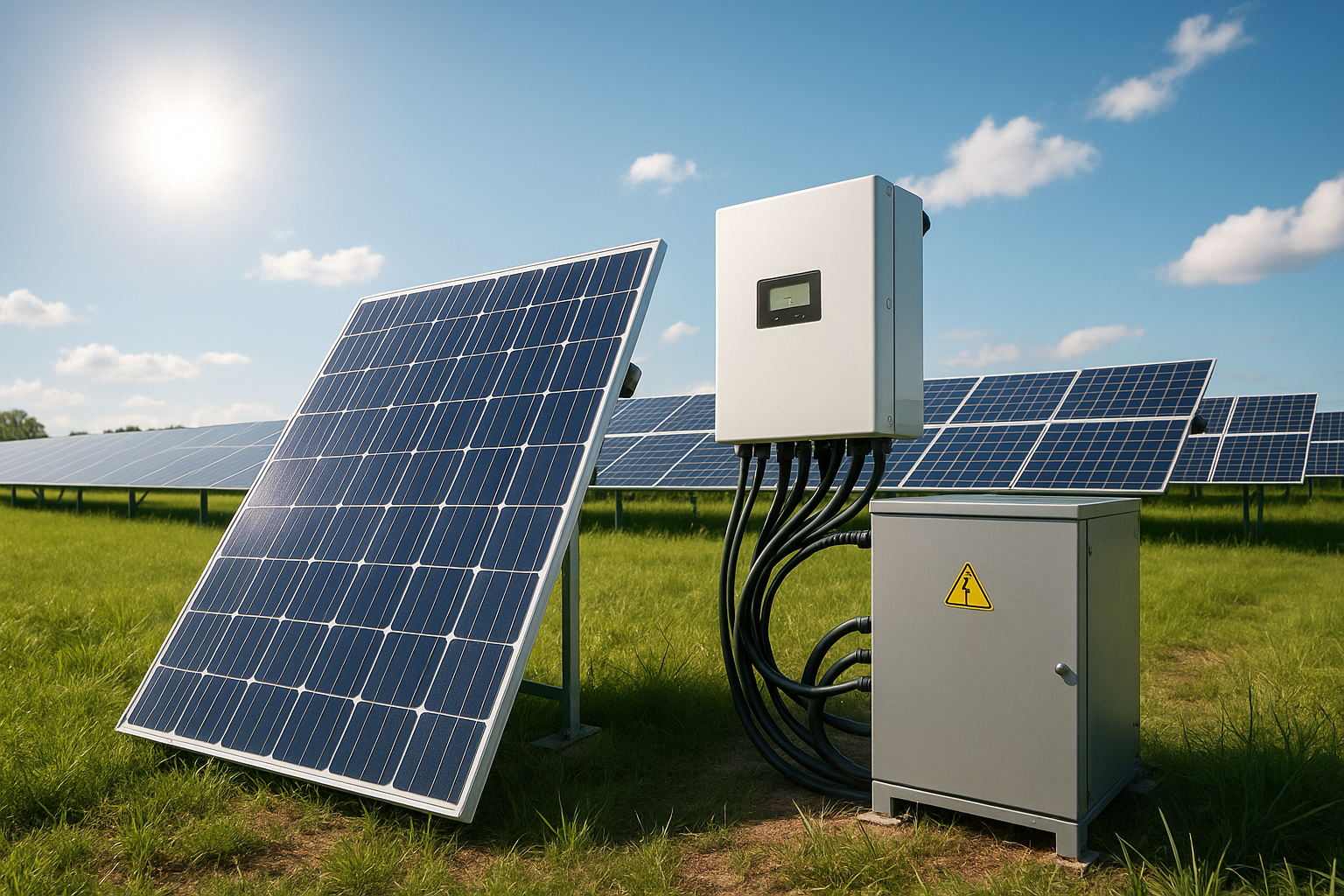 Illustration af hvordan laver man strøm med solceller