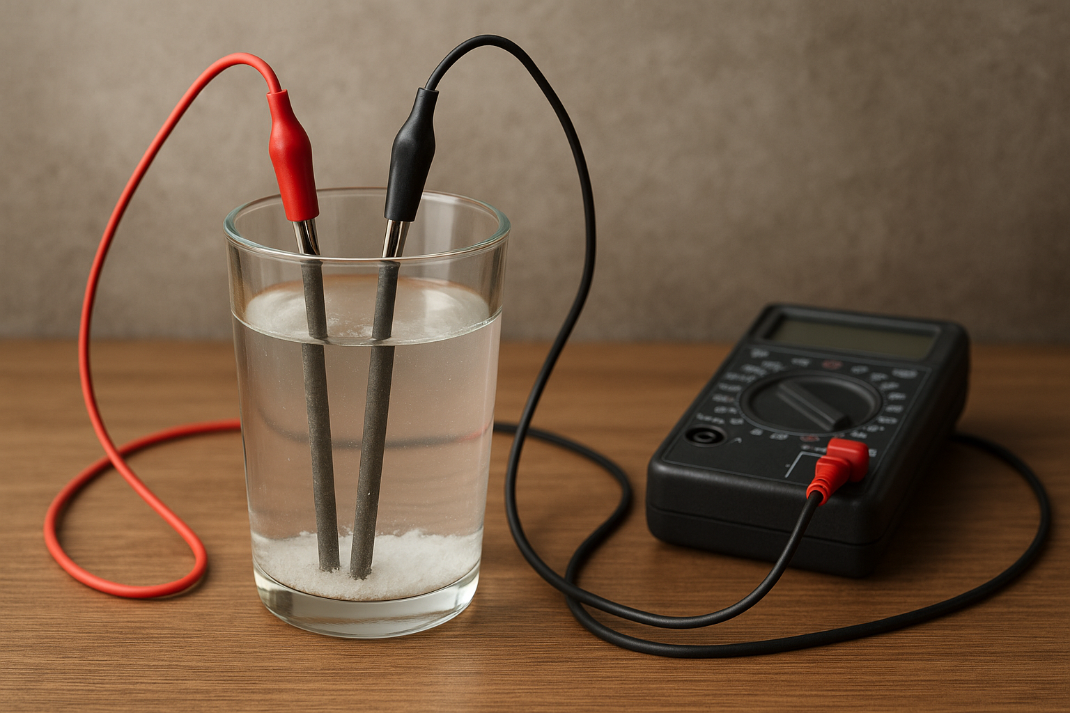 Illustration af hvorfor leder saltvand strøm