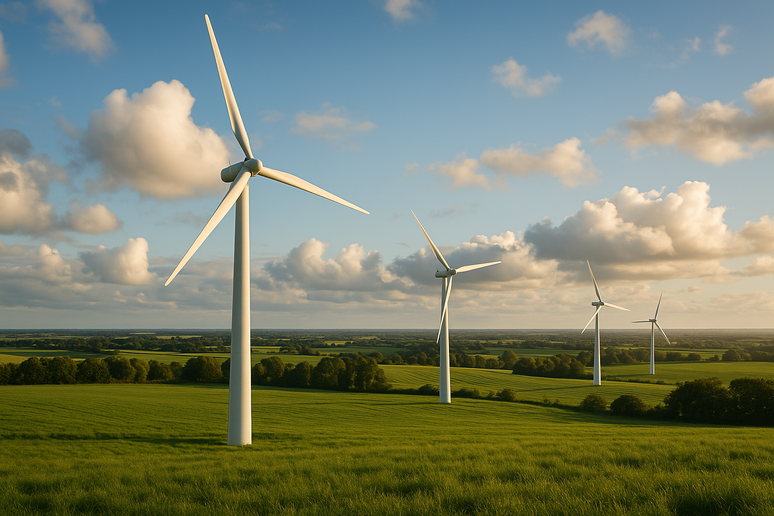 Illustration af vindmøllerne leverer strøm til forsyningsnettet hvor der er