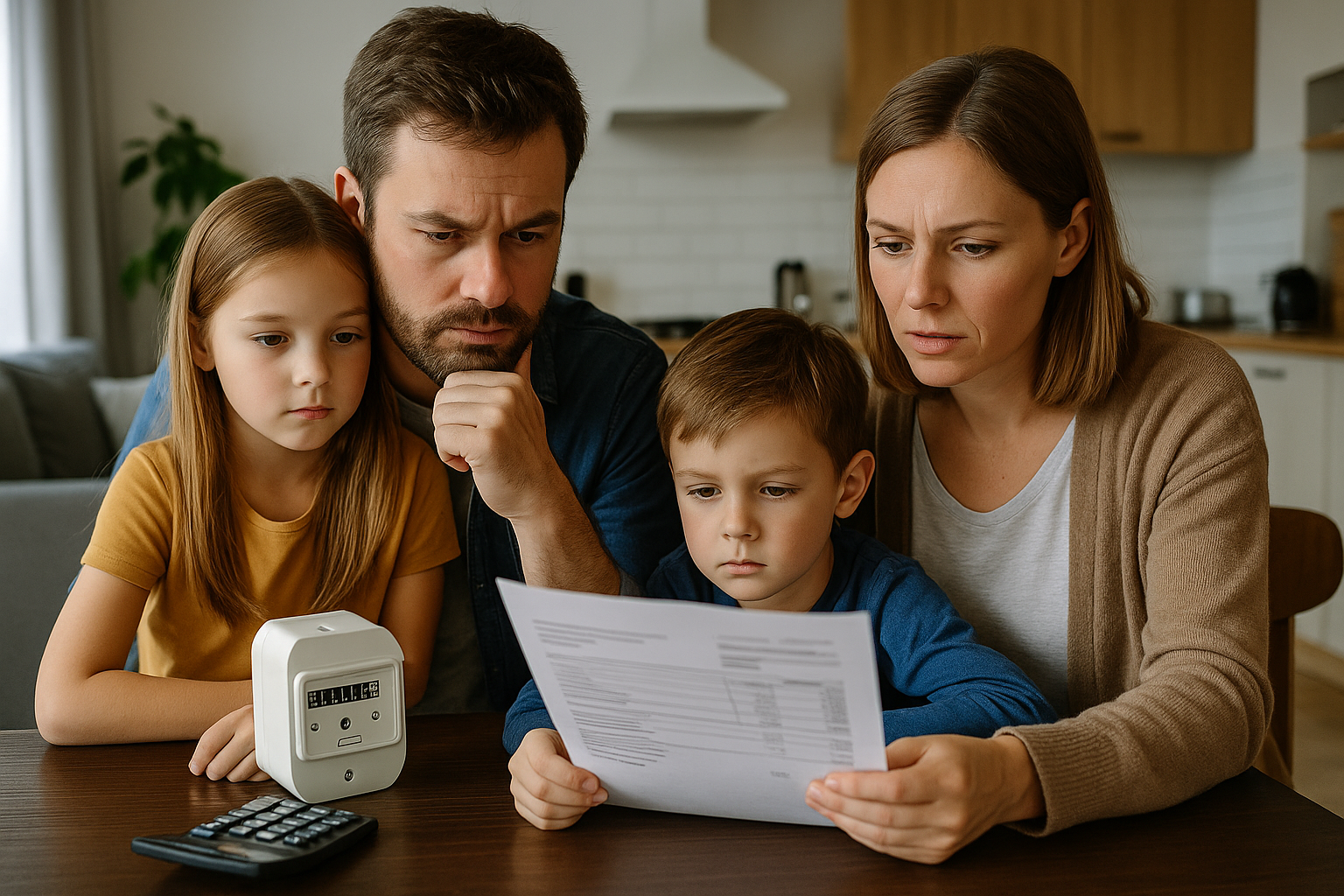 Illustration af hvad bruger en familie på 4 i el