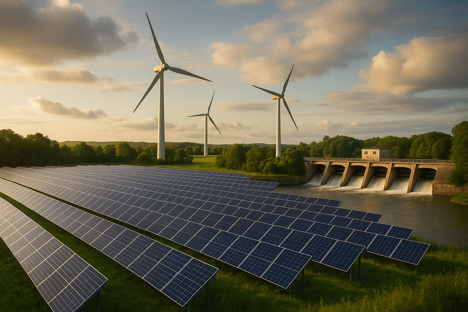 Illustration af hvor meget el kommer fra grøn energi