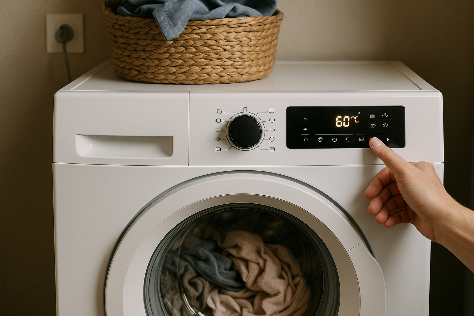 Illustration af hvor meget strøm bruger en 60 graders vask