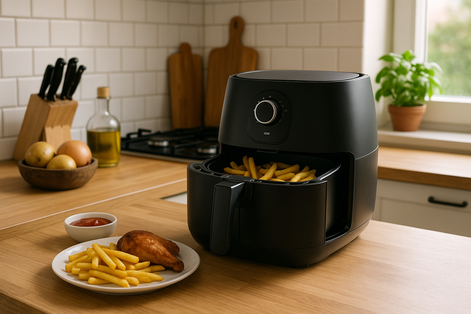 Illustration af hvor meget strøm bruger en airfryer i timen