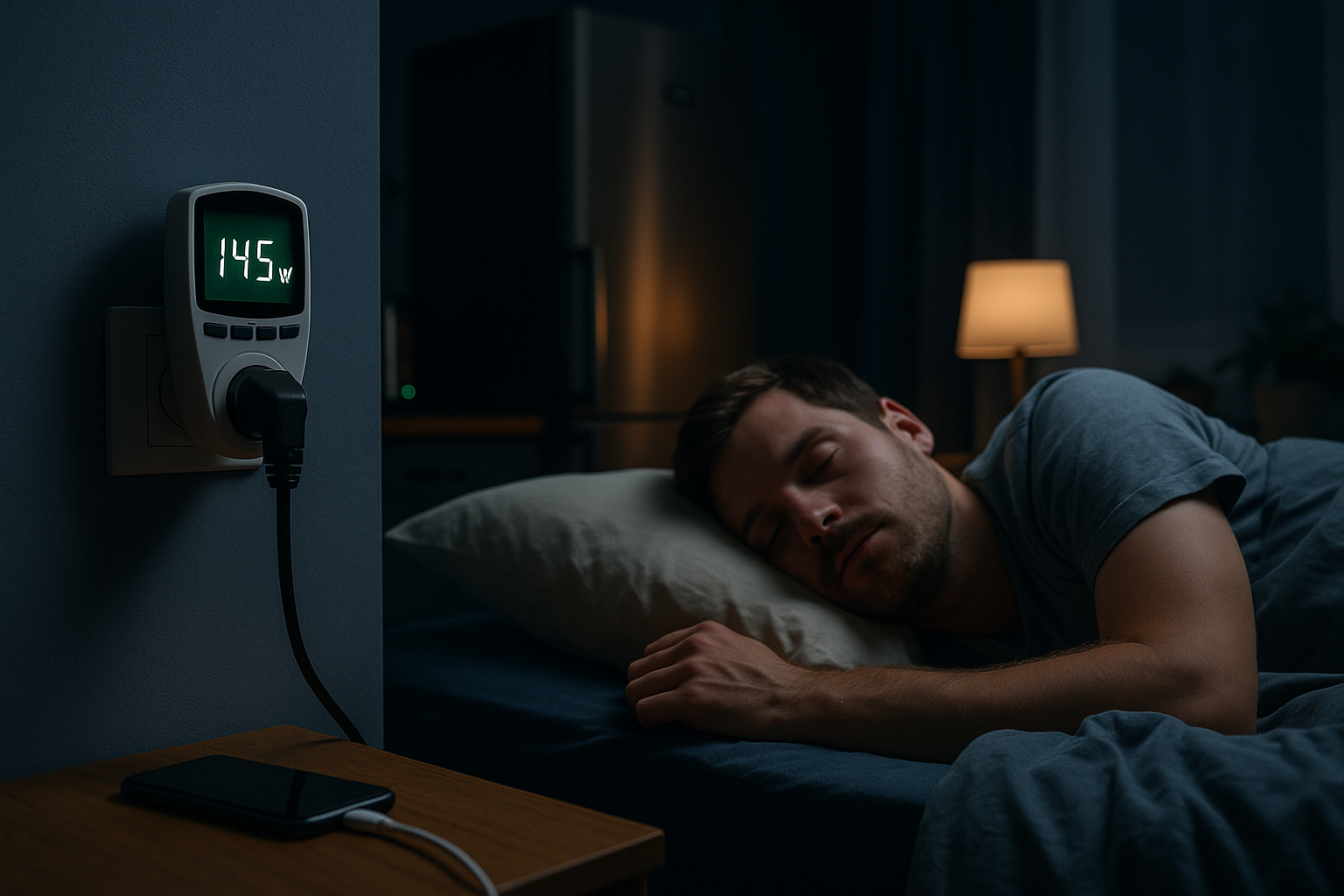 Illustration af hvor meget strøm bruger man om natten