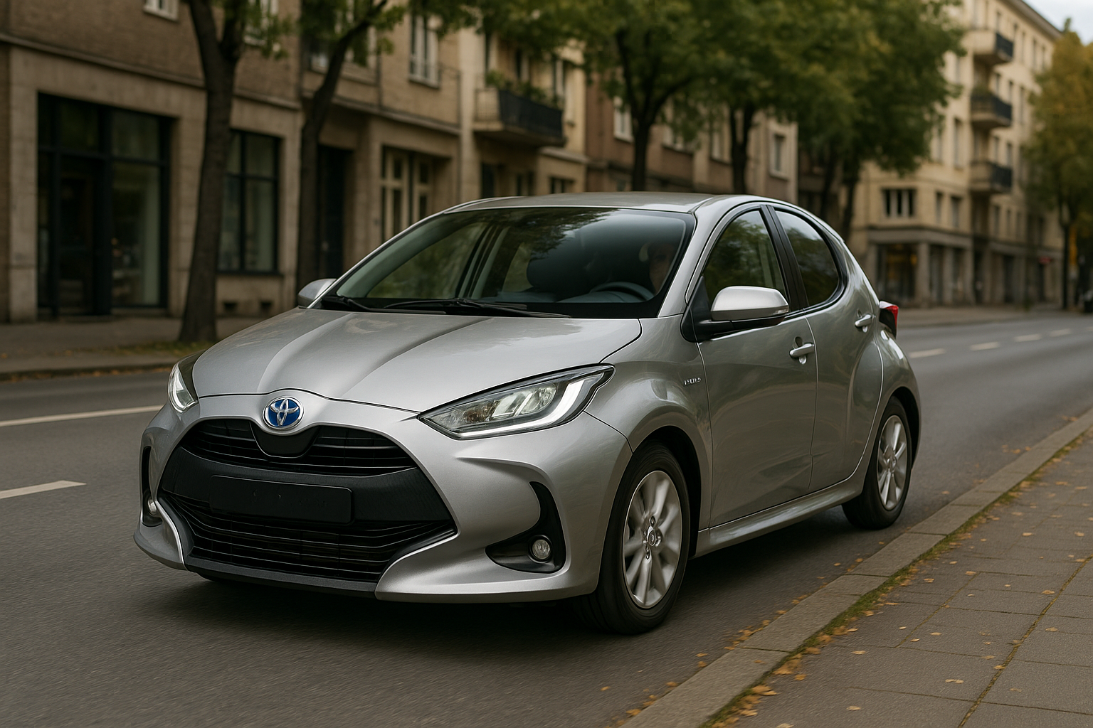 Illustration af yaris hybrid hvor langt på el