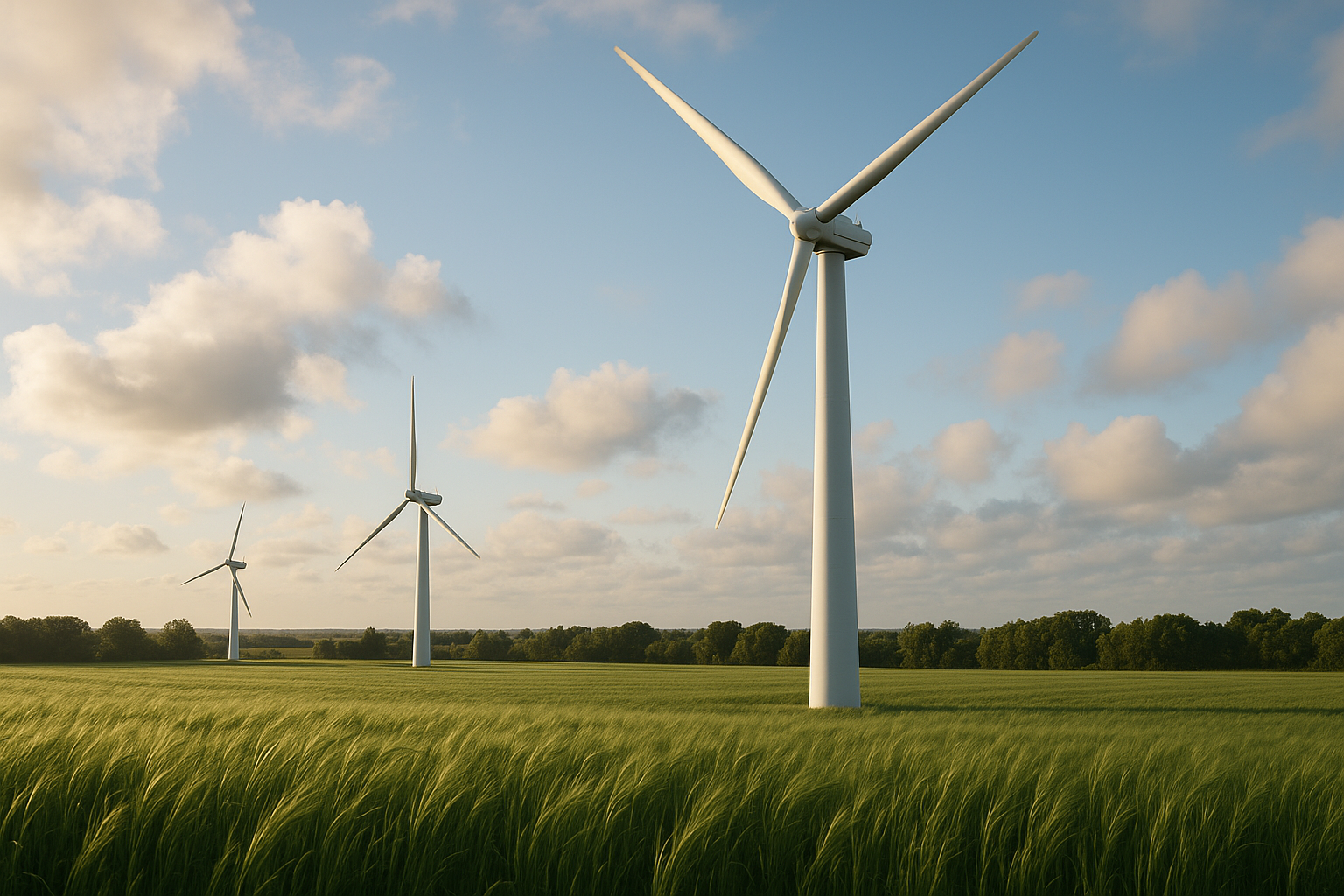 Illustration af hvilken strøm producerer vindmøller